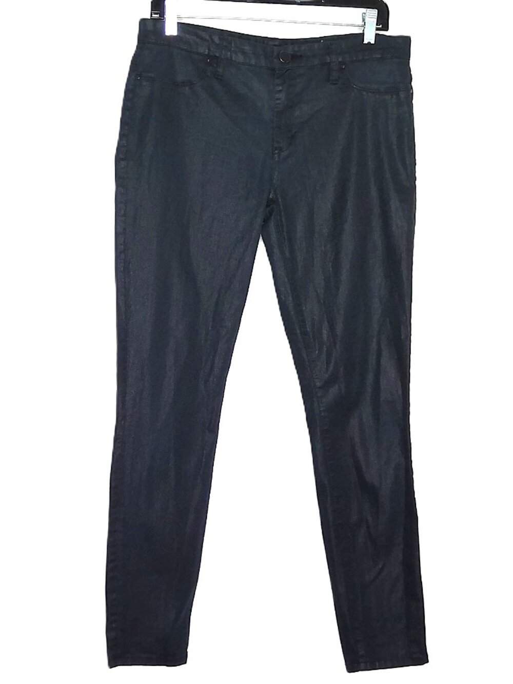 Blank NYC Dressy Jeans Jet Black Shimmer Stretch Denim Mid-Rise Skinny  Sz 31